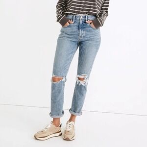 Madewell Roadtripper Boyjean in Cadell Wash Ripped Knees Size 33Petite NWT NC464